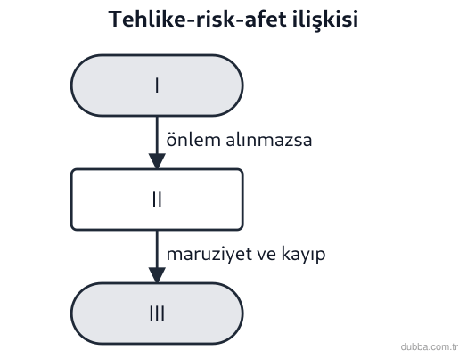 Coğrafya — Afetler ve Sürdürülebilir Çevre ünitesi: Şemada I, II ve III ile gösterilen kavramlar aşağıdakilerin hangisinde doğru sıralanmıştır?