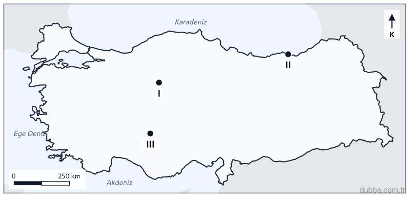 Coğrafya — Beşerî Sistemler ve Süreçler ünitesi: Türkiye haritasında I, II ve III numaralı kentler ulaşım fonksiyonunun hangi alt türleriyle tan