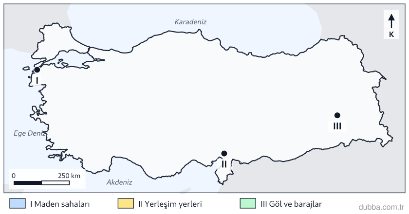 Coğrafya — Mekânsal Bilgi Teknolojileri ünitesi: Çanakkale, Osmaniye ve Bitlis illerine ait katmanların lejantında I, II ve III olarak kodlanan 