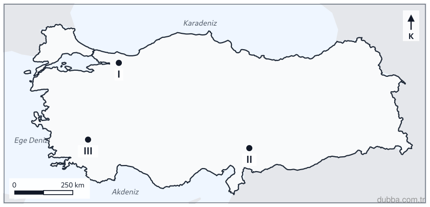 Coğrafya — Doğal Sistemler ve Süreçler ünitesi: Türkiye diri fay haritasında I numaralı hat Kuzey Anadolu, II numaralı hat Doğu Anadolu ve III 