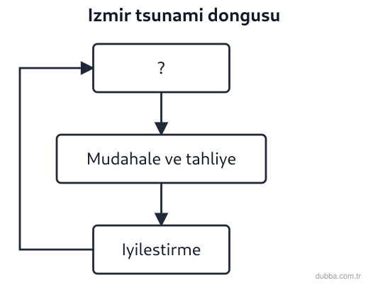 Coğrafya — Afetler ve Sürdürülebilir Çevre ünitesi: İzmir tsunami hazırlık planındaki döngüde numaralandırılmamış kutu hangi evreyi ifade eder?