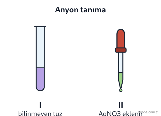 Kimya — Etkileşim ünitesi: Şekildeki tüplere az miktarda AgNO3(suda) eklenerek Cl- varlığı araştırılmaktadır. Aşağıdakiler