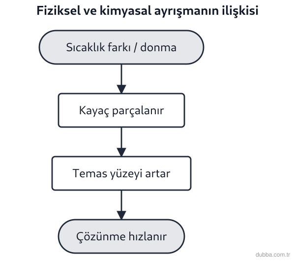 Coğrafya — Doğal Sistemler ve Süreçler ünitesi: Kars Yaylası’nda kireçtaşı bloklarının parçalanması incelenirken üç sav öne sürülmüştür. I. Sür