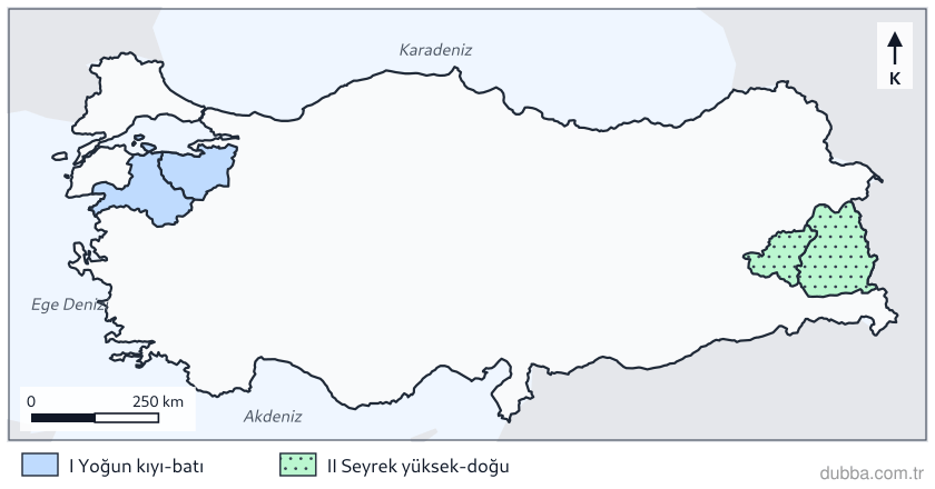 Coğrafya — Beşerî Sistemler ve Süreçler ünitesi: Bursa–Balıkesir kıyı kuşağı ile Van–Bitlis yüksek kesimlerinin yerleşme düzeni karşılaştırıldığ