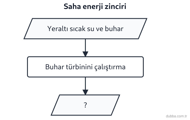 Coğrafya — Ekonomik Faaliyetler ve Etkileri ünitesi: Kızıldere sahasındaki tesisin girdi-işlem-çıktı şemasında ? ile gösterilen kutu, ikincil sektör