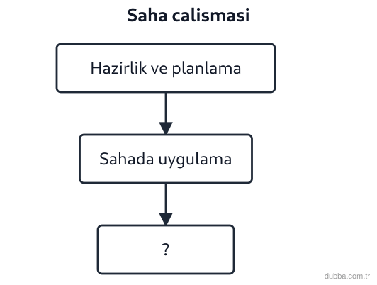 Coğrafya — Doğal Sistemler ve Süreçler ünitesi: Akış şemasındaki saha çalışması sürecinde II numaralı kutu hangisini karşılar?