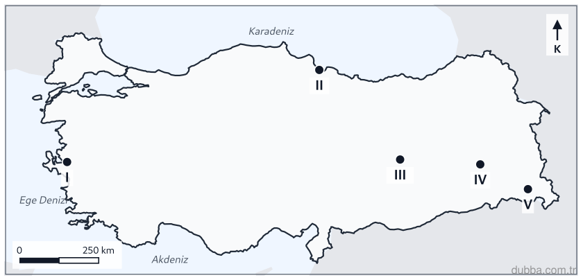 Coğrafya — Mekânsal Bilgi Teknolojileri ünitesi: Türkiye’de saatler 45°D (+3) meridyenine göre ayarlanır. 21 Mart’ta İzmir, Samsun, Elazığ, Bitl