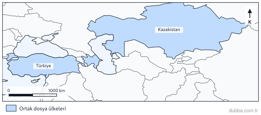 Coğrafya — Bölgeler, Ülkeler ve Küresel Bağlantılar ünitesi: Haritada taralı üç ülke, destansı anlatı geleneğinin UNESCO somut olmayan kültürel miras listes