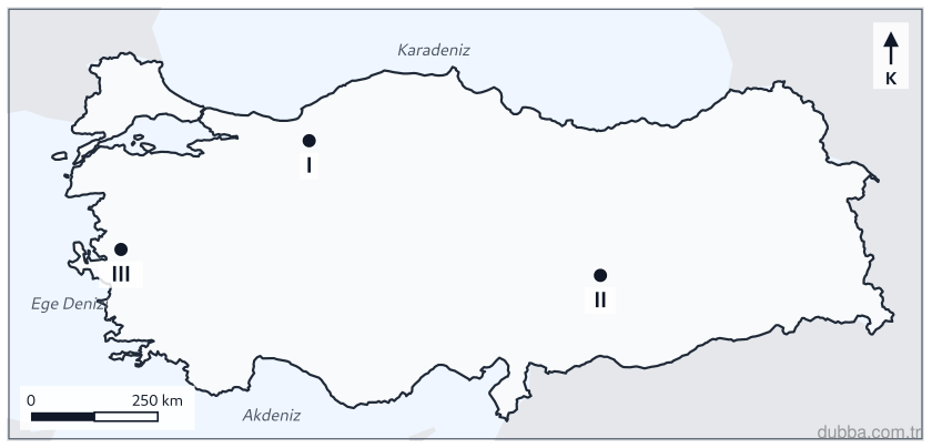 Coğrafya — Doğal Sistemler ve Süreçler ünitesi: Bolu’daki I, Malatya’daki II ve Manisa’daki III fay hatları, Türkiye’nin üç ana diri fay sistem